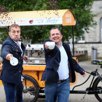 19/8/16 ***NO REPRO FEE*** On yer coffee trike! Mario Rosenstock and Davy Fitzgerald saddle up for Ireland’s Biggest Coffee Morning for Hospice 2016 Mario Rosenstock and legendary Clare manager, Davy Fitzgerald are calling on people across the country to get on board for Ireland’s Biggest Coffee Morning for Hospice together with Bewley’s on Thursday 15th September. Putting their barista skills to the test, the duo urged people to host a coffee morning or to share a cup of Bewleys’ coffee to support their local hospice and their vital work caring for people in their local communities nationwide. To get involved visit www.hospicecoffemorning.ie or call 1890 717 000. Mario Rosenstock said, “I’ve been delighted to be involved with the hospice for a few years now and in that time I've seen at first-hand the work they do and the care they give. To continue giving this care, hospice services across the country need vital funds and Ireland’s Biggest Coffee Morning for Hospice is the one day when everyone can get involved and help them to do just that. Whether you host a coffee morning of your own or visit a local coffee morning to enjoy a Bewley’s coffee, your support is key as every cup counts”. Pictured at the launch at Our Lady’s Hospice, Harold’s Cross were (l-r) Mario Rosenstock and Davy Fitzgerald Pic: Marc O'Sullivan